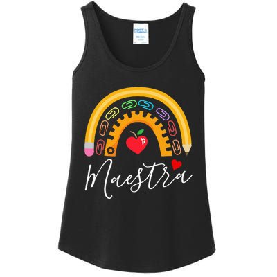 Maestra Cute Rainbow Regalos Para Maestra Bilingue Teache Ladies Essential Tank