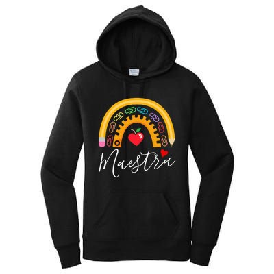 Maestra Cute Rainbow Regalos Para Maestra Bilingue Teache Women's Pullover Hoodie