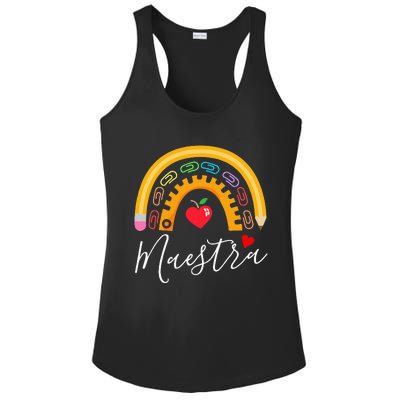 Maestra Cute Rainbow Regalos Para Maestra Bilingue Teache Ladies PosiCharge Competitor Racerback Tank