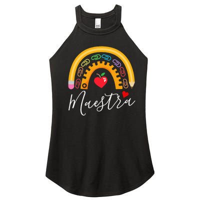 Maestra Cute Rainbow Regalos Para Maestra Bilingue Teache Women’s Perfect Tri Rocker Tank