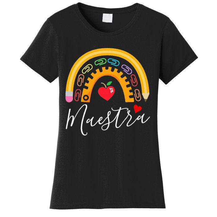 Maestra Cute Rainbow Regalos Para Maestra Bilingue Teache Women's T-Shirt