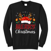 Merry Christmas Red Santa Hat Reindeer Xmas Family Tall Sweatshirt