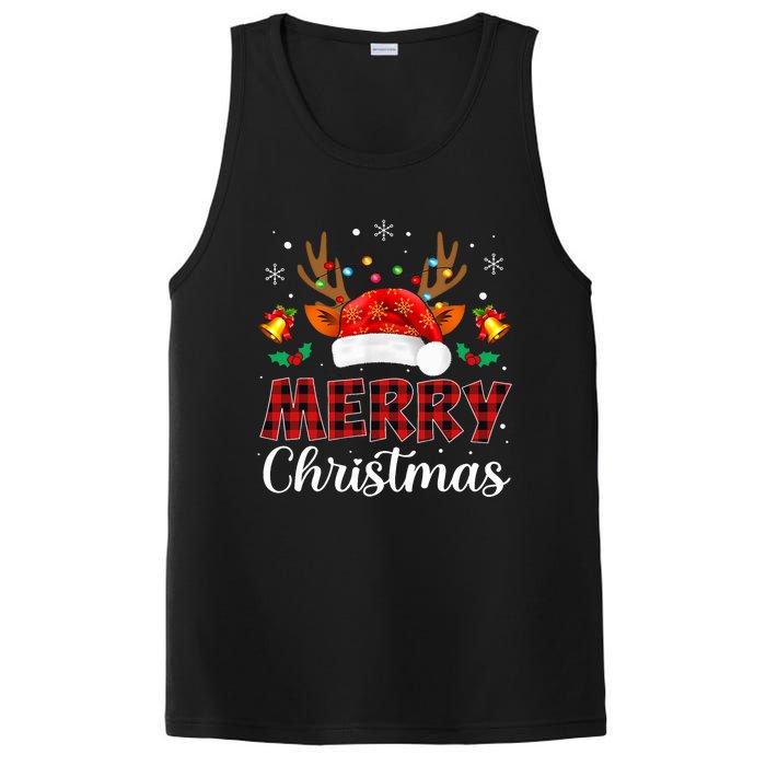 Merry Christmas Red Santa Hat Reindeer Xmas Family PosiCharge Competitor Tank