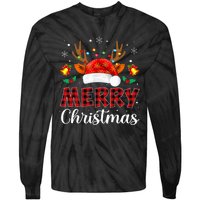 Merry Christmas Red Santa Hat Reindeer Xmas Family Tie-Dye Long Sleeve Shirt