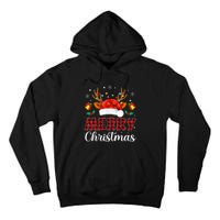 Merry Christmas Red Santa Hat Reindeer Xmas Family Tall Hoodie