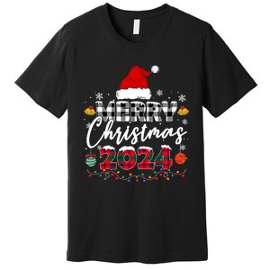 Merry Christmas Red Santa Hat Reindeer Xmas Family Premium T-Shirt