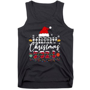 Merry Christmas Red Santa Hat Reindeer Xmas Family Tank Top