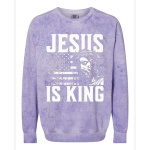 Minimalist Christian Religious Prayer Jesus Is King Colorblast Crewneck Sweatshirt