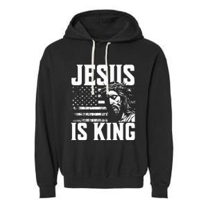 Minimalist Christian Religious Prayer Jesus Is King Garment-Dyed Fleece Hoodie