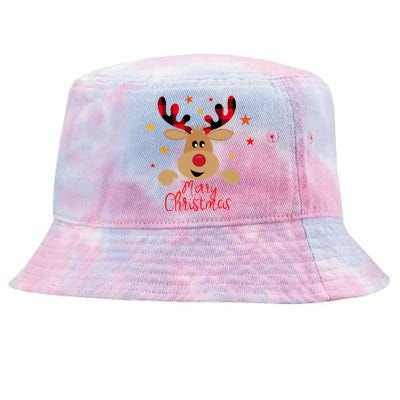 Merry Christmas Reindeer Cute Holiday Tie-Dyed Bucket Hat