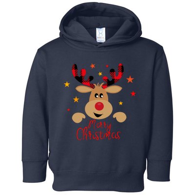 Merry Christmas Reindeer Cute Holiday Toddler Hoodie