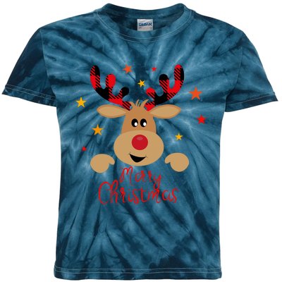 Merry Christmas Reindeer Cute Holiday Kids Tie-Dye T-Shirt