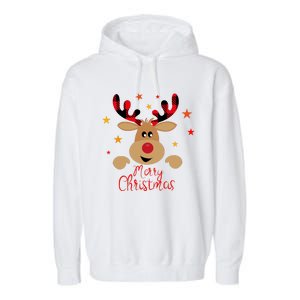 Merry Christmas Reindeer Cute Holiday Garment-Dyed Fleece Hoodie