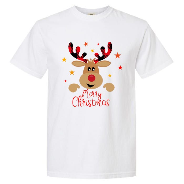 Merry Christmas Reindeer Cute Holiday Garment-Dyed Heavyweight T-Shirt