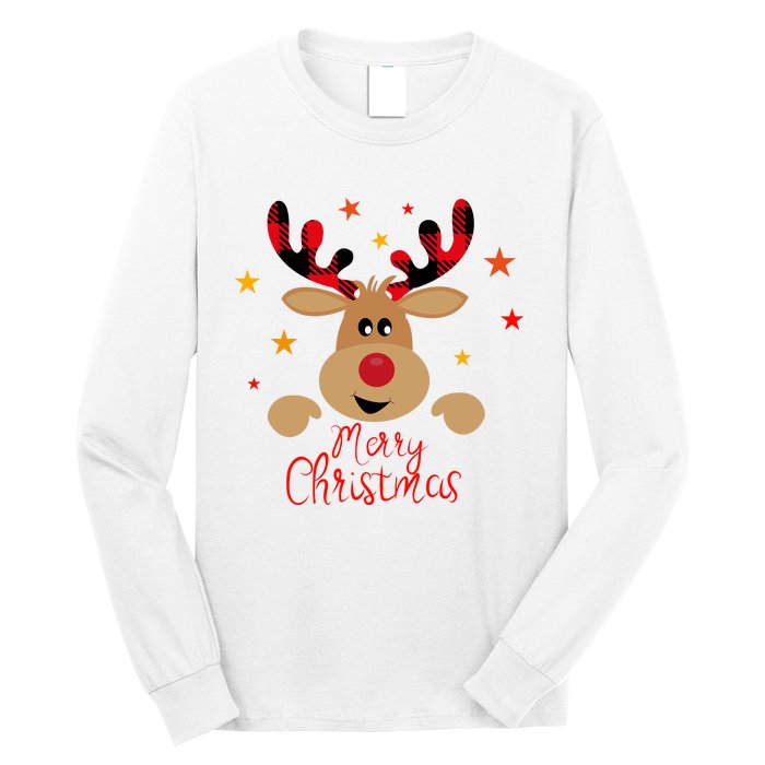 Merry Christmas Reindeer Cute Holiday Long Sleeve Shirt