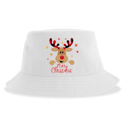 Merry Christmas Reindeer Cute Holiday Sustainable Bucket Hat