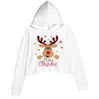 Merry Christmas Reindeer Cute Holiday Crop Fleece Hoodie