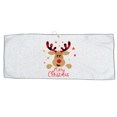 Merry Christmas Reindeer Cute Holiday Large Microfiber Waffle Golf Towel