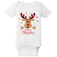 Merry Christmas Reindeer Cute Holiday Baby Bodysuit