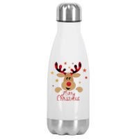 Merry Christmas Reindeer Cute Holiday Stainless Steel Insulated Water Bottle