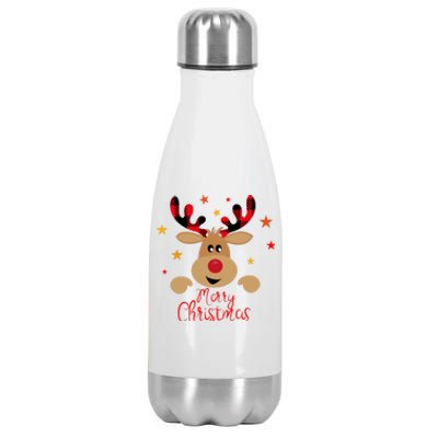 Merry Christmas Reindeer Cute Holiday Stainless Steel Insulated Water Bottle