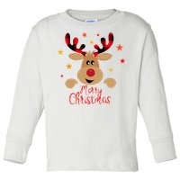 Merry Christmas Reindeer Cute Holiday Toddler Long Sleeve Shirt