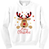 Merry Christmas Reindeer Cute Holiday Kids Sweatshirt