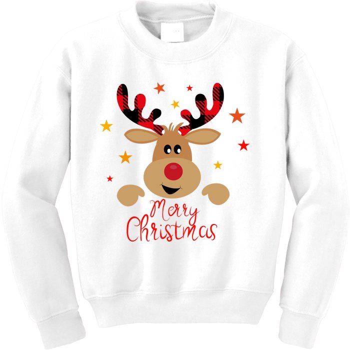 Merry Christmas Reindeer Cute Holiday Kids Sweatshirt