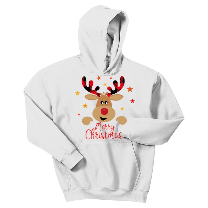 Merry Christmas Reindeer Cute Holiday Kids Hoodie