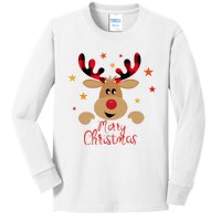 Merry Christmas Reindeer Cute Holiday Kids Long Sleeve Shirt