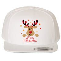 Merry Christmas Reindeer Cute Holiday Wool Snapback Cap