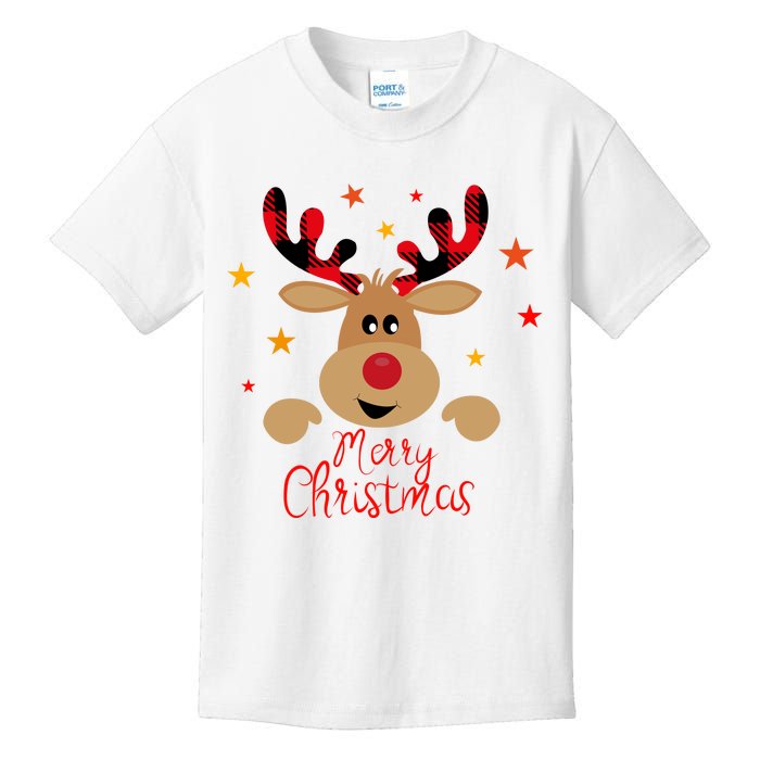 Merry Christmas Reindeer Cute Holiday Kids T-Shirt