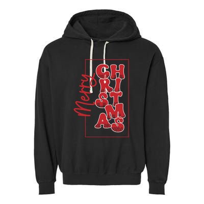 Merry Christmas Red Cheetah Print Tree With Plaid Holiday Gift Garment-Dyed Fleece Hoodie