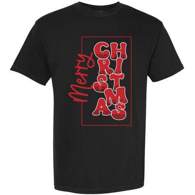 Merry Christmas Red Cheetah Print Tree With Plaid Holiday Gift Garment-Dyed Heavyweight T-Shirt