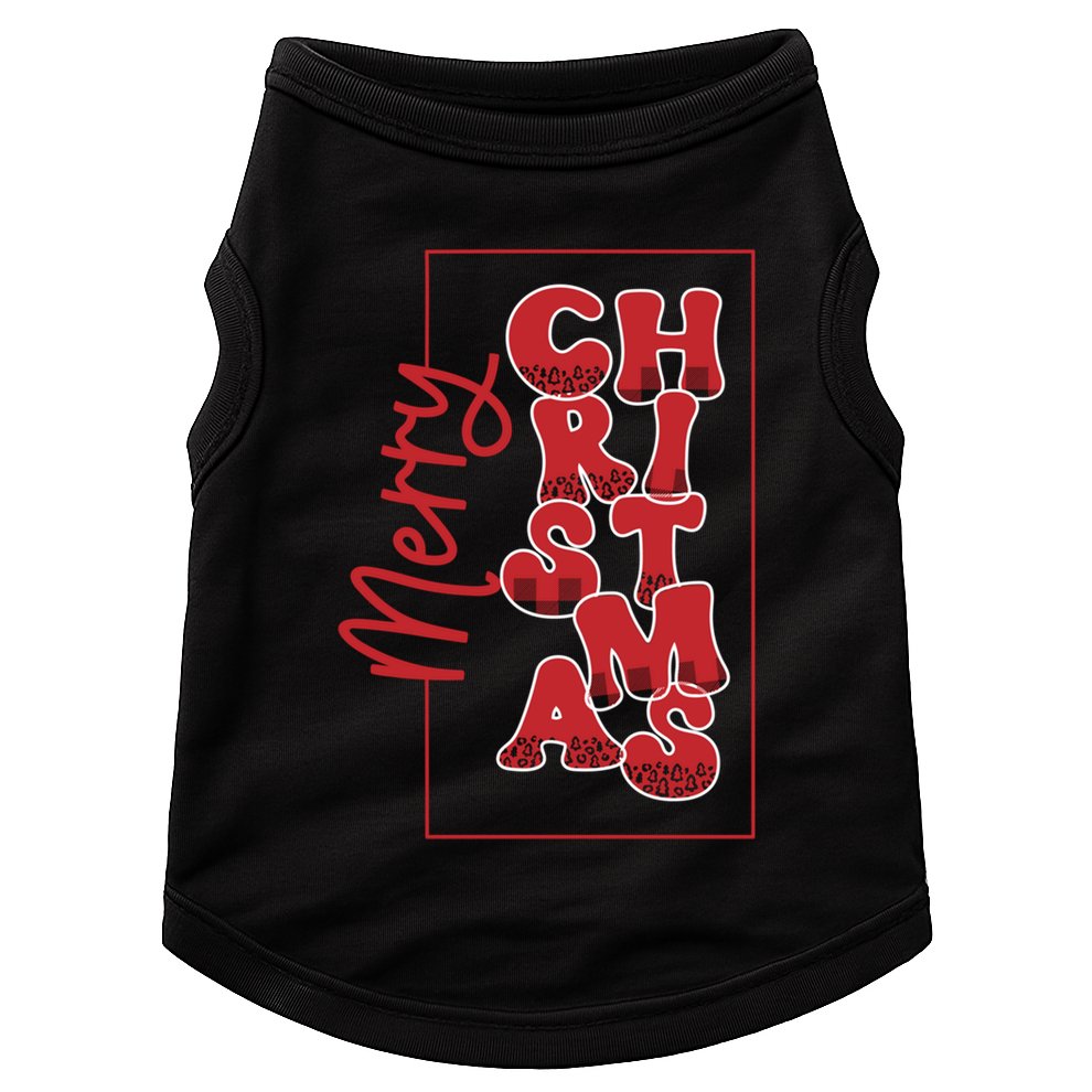 Merry Christmas Red Cheetah Print Tree With Plaid Holiday Gift Doggie Tank