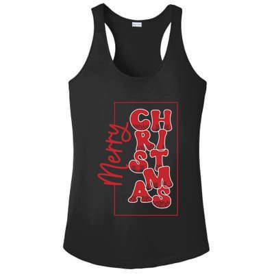 Merry Christmas Red Cheetah Print Tree With Plaid Holiday Gift Ladies PosiCharge Competitor Racerback Tank