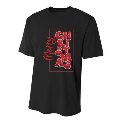 Merry Christmas Red Cheetah Print Tree With Plaid Holiday Gift Youth Performance Sprint T-Shirt