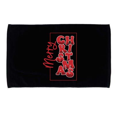 Merry Christmas Red Cheetah Print Tree With Plaid Holiday Gift Microfiber Hand Towel