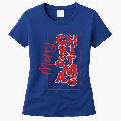 Merry Christmas Red Cheetah Print Tree With Plaid Holiday Gift Womens T-Shirt