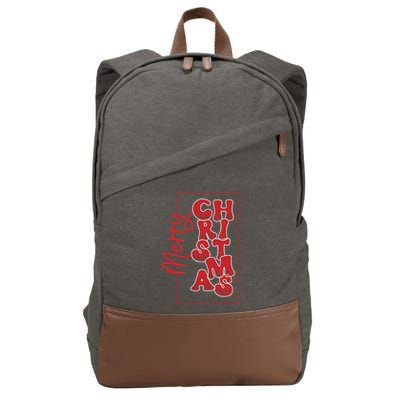 Merry Christmas Red Cheetah Print Tree With Plaid Holiday Gift Cotton Canvas Backpack