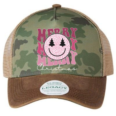 Merry Christmas Retro Leopard Smile Legacy Tie Dye Trucker Hat