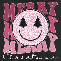 Merry Christmas Retro Leopard Smile 7 Panel Mesh Trucker Snapback Hat