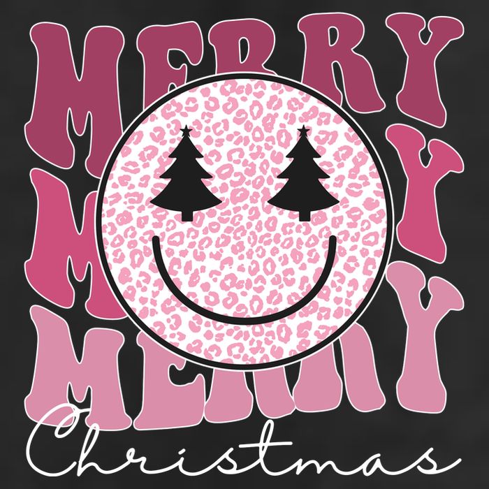 Merry Christmas Retro Leopard Smile 7 Panel Mesh Trucker Snapback Hat