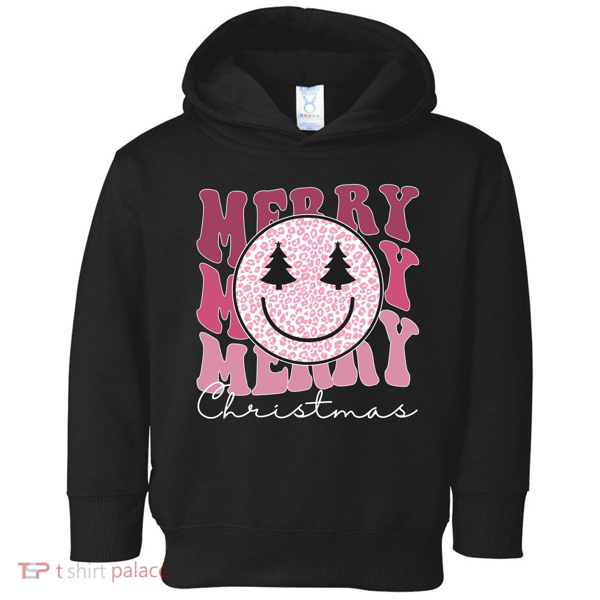 Merry Christmas Retro Leopard Smile Toddler Hoodie