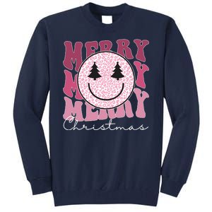 Merry Christmas Retro Leopard Smile Tall Sweatshirt