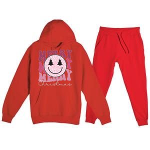 Merry Christmas Retro Leopard Smile Premium Hooded Sweatsuit Set