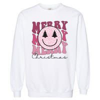 Merry Christmas Retro Leopard Smile Garment-Dyed Sweatshirt