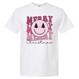 Merry Christmas Retro Leopard Smile Garment-Dyed Heavyweight T-Shirt