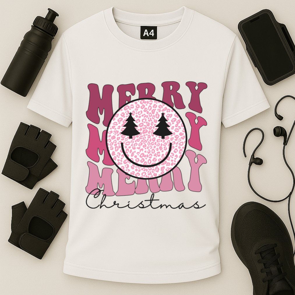 Merry Christmas Retro Leopard Smile Performance Shirt