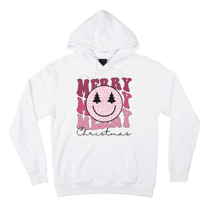 Merry Christmas Retro Leopard Smile Hoodie